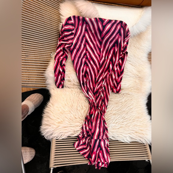 Vintage DVF classic Wrap Dress Diane Von Furstenberg dress 4 Rose julian Zèbre - Picture 2 of 4